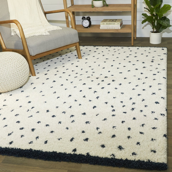 Hashtag Home Latitude Polka Dots White/Navy Area Rug & Reviews Wayfair
